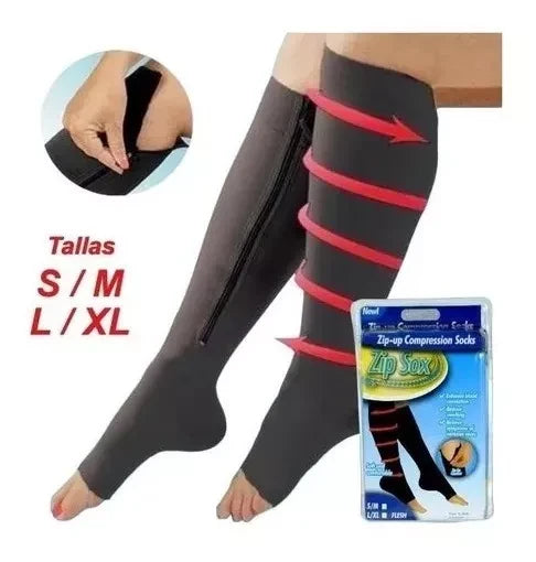 MEDIAS DE COMPRESIÓN UNISEX ANTI VÁRICES CON CREMALLERA