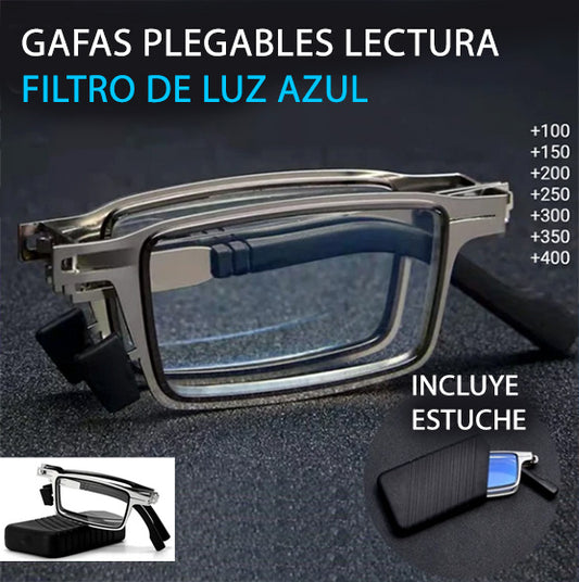 GAFAS LECTURA PLEGABLES UNISEX ANTI FATIGA CON BLOQUEO DE LUZ AZUL Y ESTUCHE