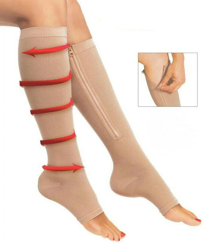 MEDIAS DE COMPRESIÓN UNISEX ANTI VÁRICES CON CREMALLERA