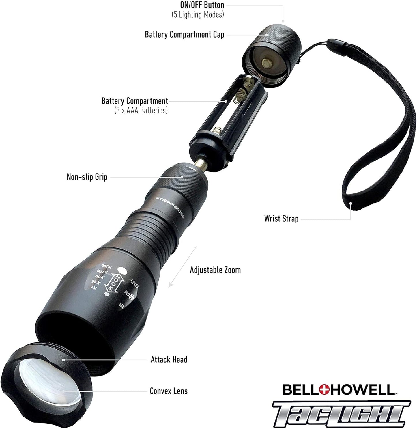 LINTERNA TÁCTICA GRADO MILITAR BELL+HOWELL TACLIGHT