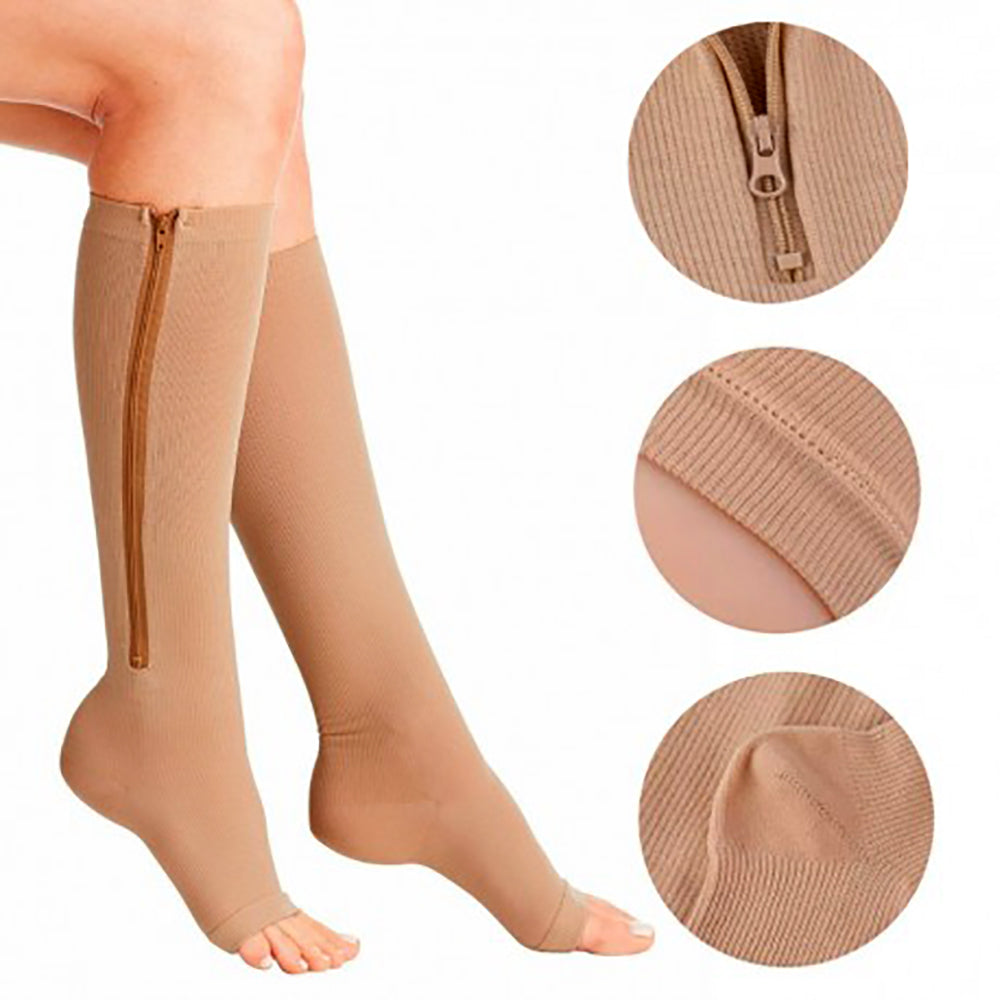 MEDIAS DE COMPRESIÓN UNISEX ANTI VÁRICES CON CREMALLERA