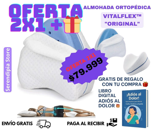 OFERTA 2X1 ALMOHADA ORTOPEDICA VITALFLEX™ "LA ORIGINAL" + 🎁GUÍA PRÁCTICA ADIÓS AL DOLOR