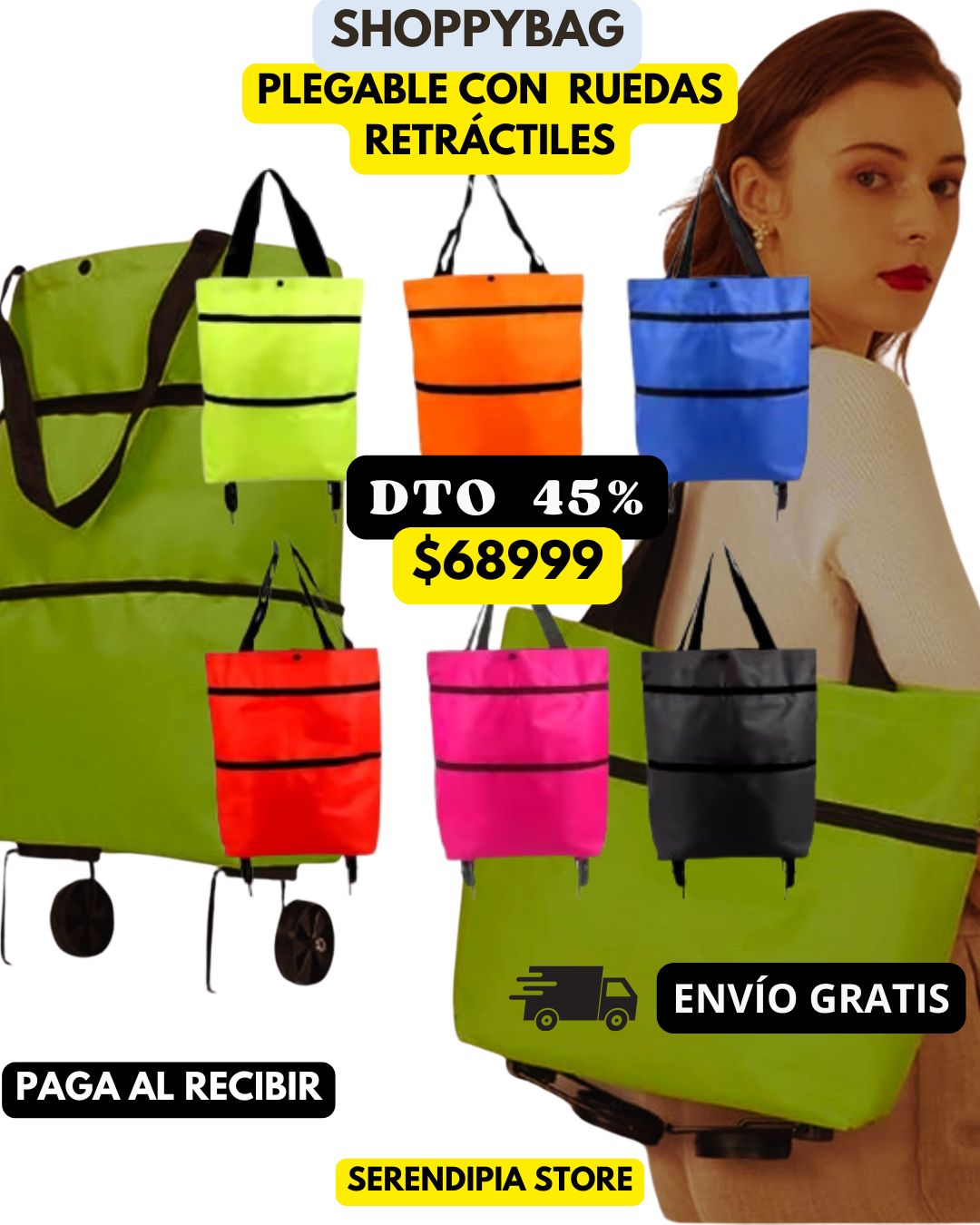 SHOPPYBAG PLEGABLE CON RUEDAS RETRÁCTILES