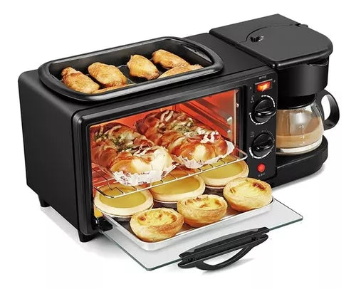 MÁQUINA MULTIFUNCIONAL SOKANY 3 EN 1 HORNO ELÉCTRICO, CAFETERA Y PARRILLA