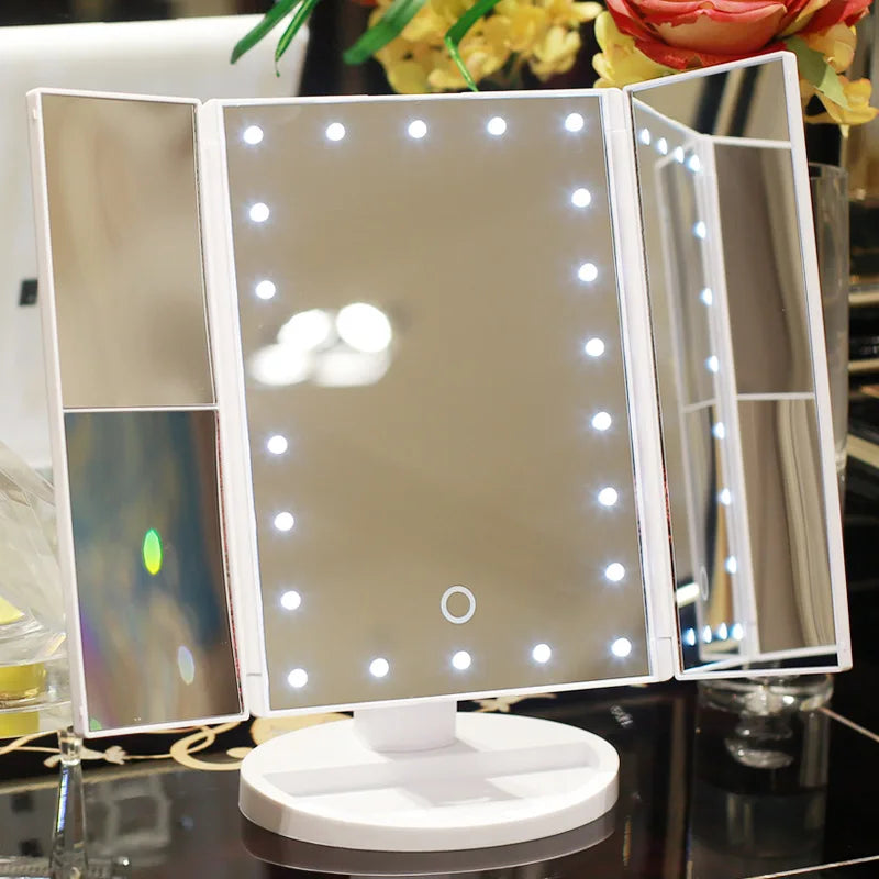 MIRROR GLAM- Espejo Led de Tres Caras Táctil