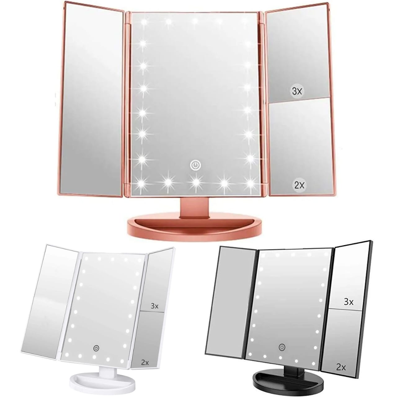 MIRROR GLAM- Espejo Led de Tres Caras Táctil