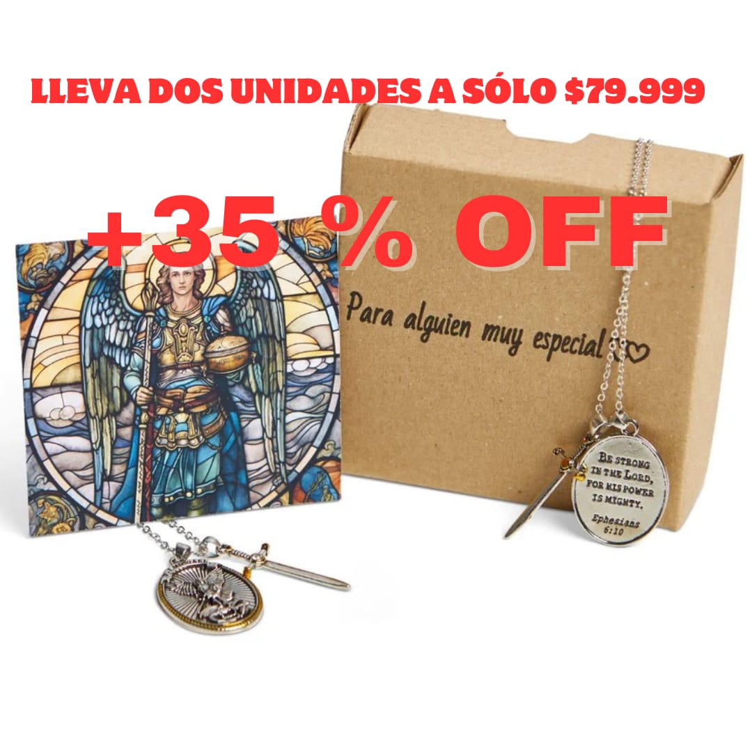 COLLAR Y MEDALLA DE SAN MIGUEL ARCÁNGEL + CAJA DE REGALO