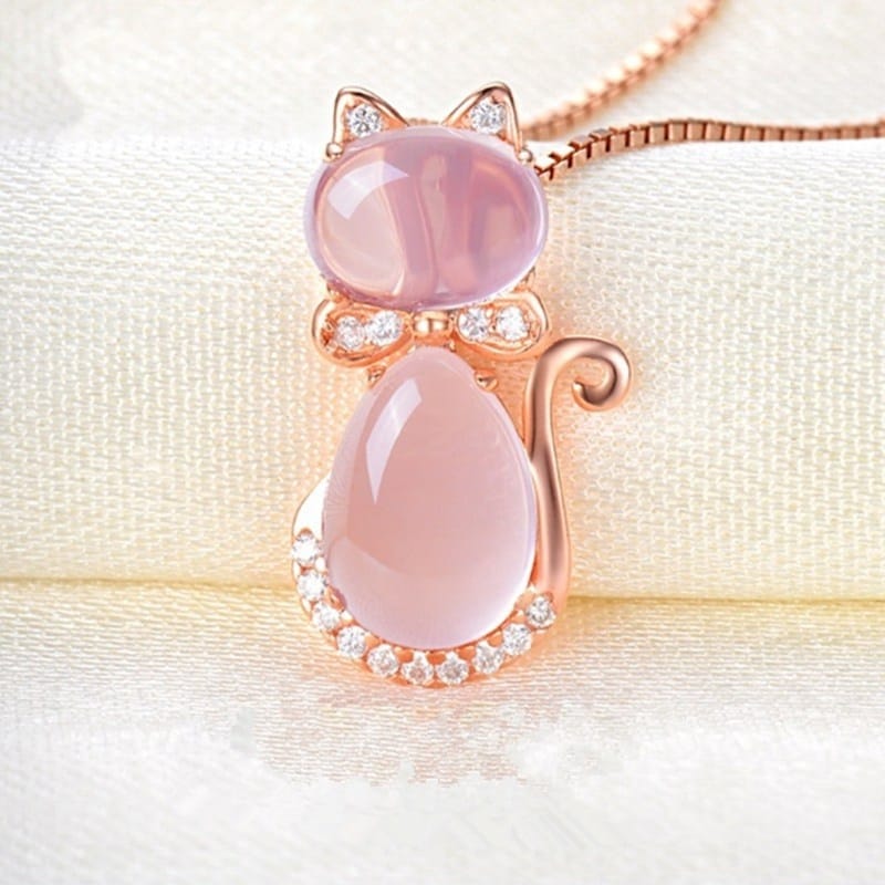 COLLAR KITTY LOVE DE CUARZO Y ÓPALO CON CIRCÓN