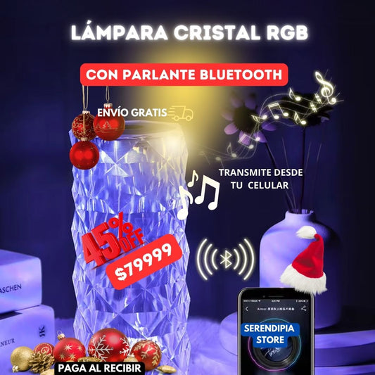 LÁMPARA DE CRISTAL RGB CON PARLANTE BLUETOOTH