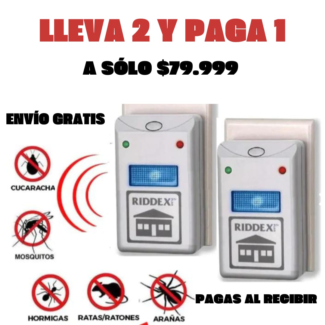 RIDDEX REPELENTE ELECTRÓNICO ANTI PLAGAS POR ULTRASONIDO